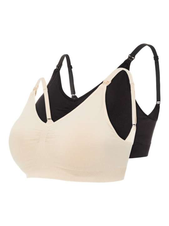 Priser på Mamalicious graviditets- og amme-bh, sort og beige (2-pak), MLILJA - L-XL