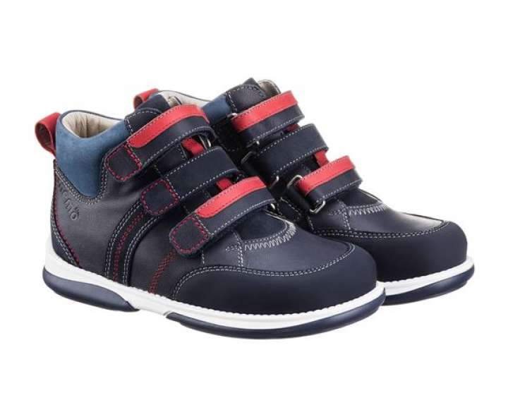 Priser på Memo Polo sneakers, dark navy m/rød - velcrosko med ekstra støtte
